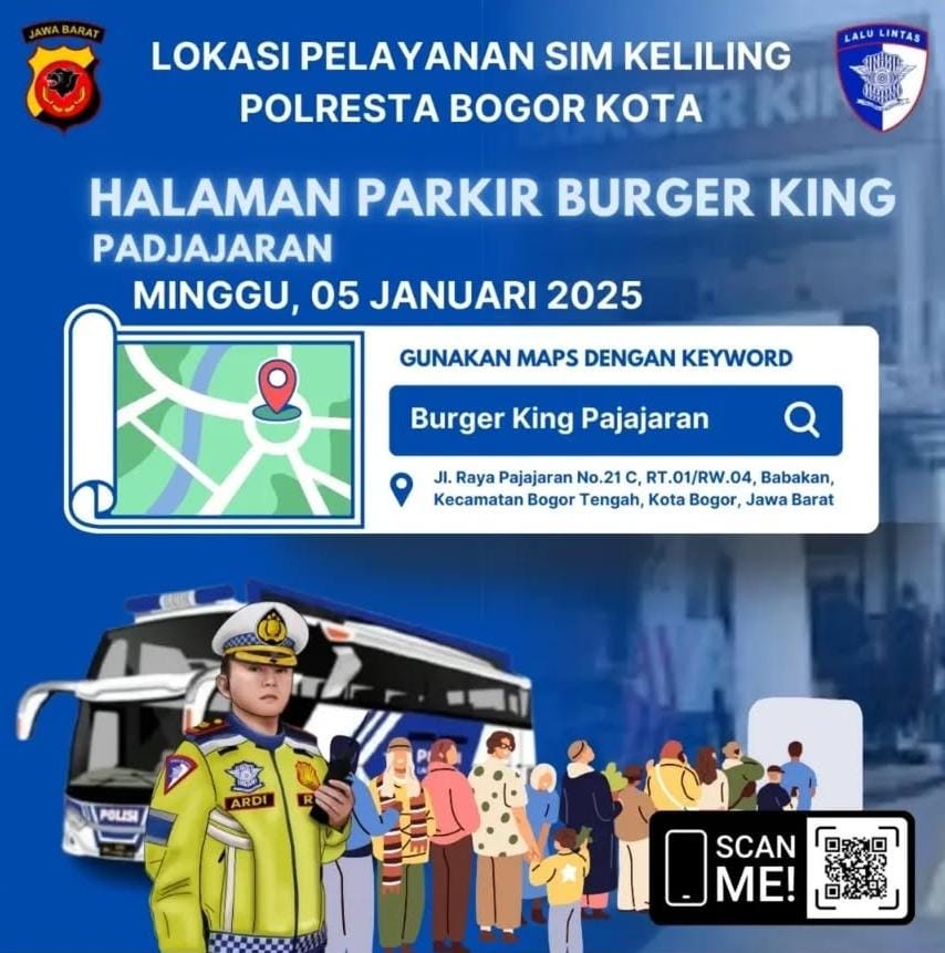 Jadwal SIM Keliling Kota Bogor, Minggu, 5 Januari 2025, Ini Lokasi dan Syaratnya