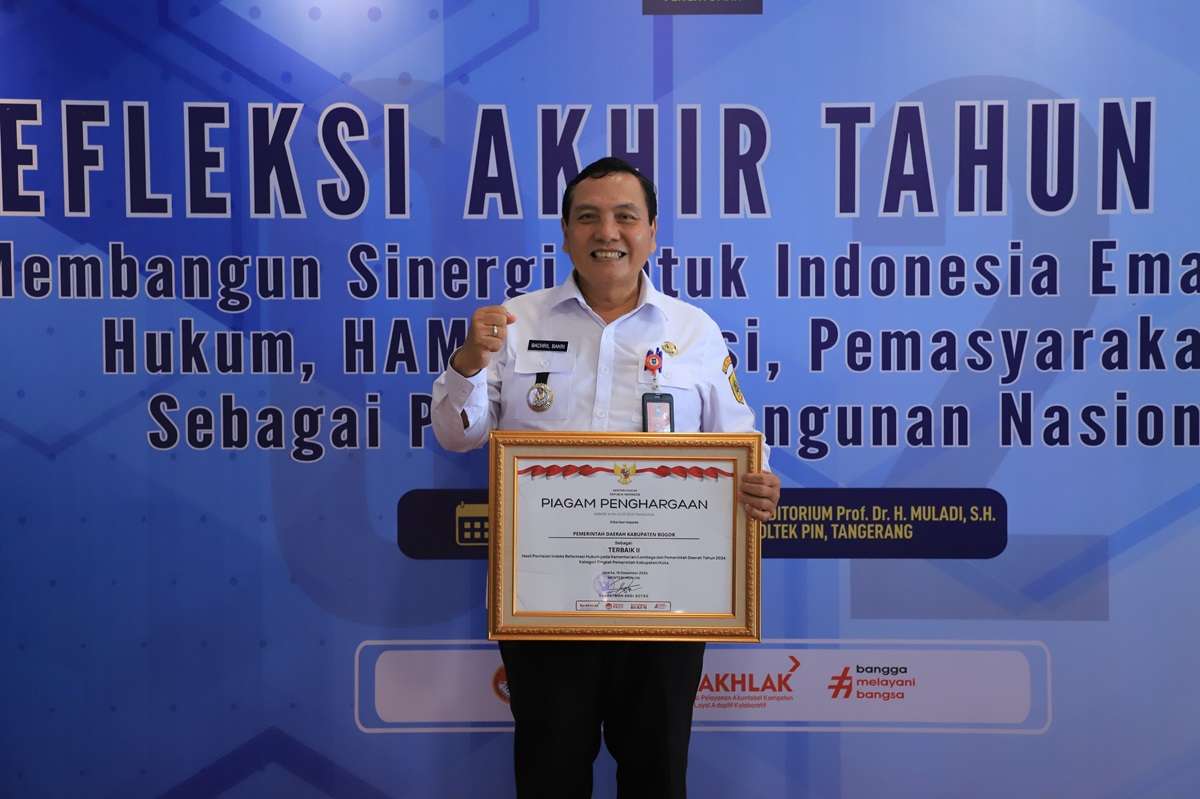 Pemkab Bogor Raih Penghargaan Kedua Terbaik Indeks Reformasi Hukum Nasional 2024