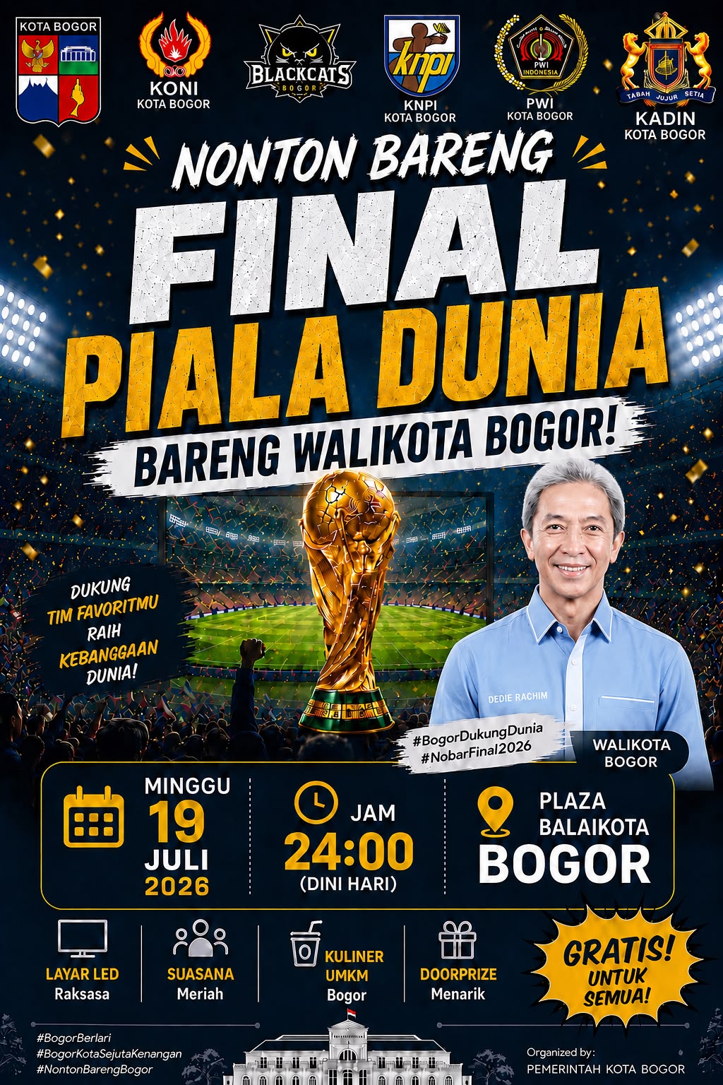 Nobar Final Piala Dunia 2026 Gratis Bersama Wali Kota Bogor
