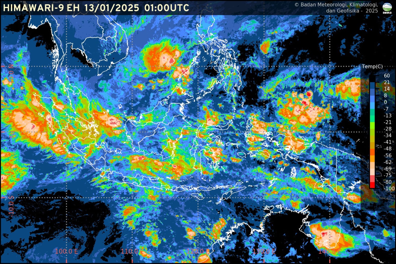 Berikut Ini, Info Prakiraan Cuaca BMKG : Waspada Hujan Lebat dan Angin, Senin, 13 Januari 2025 di Jawa Barat
