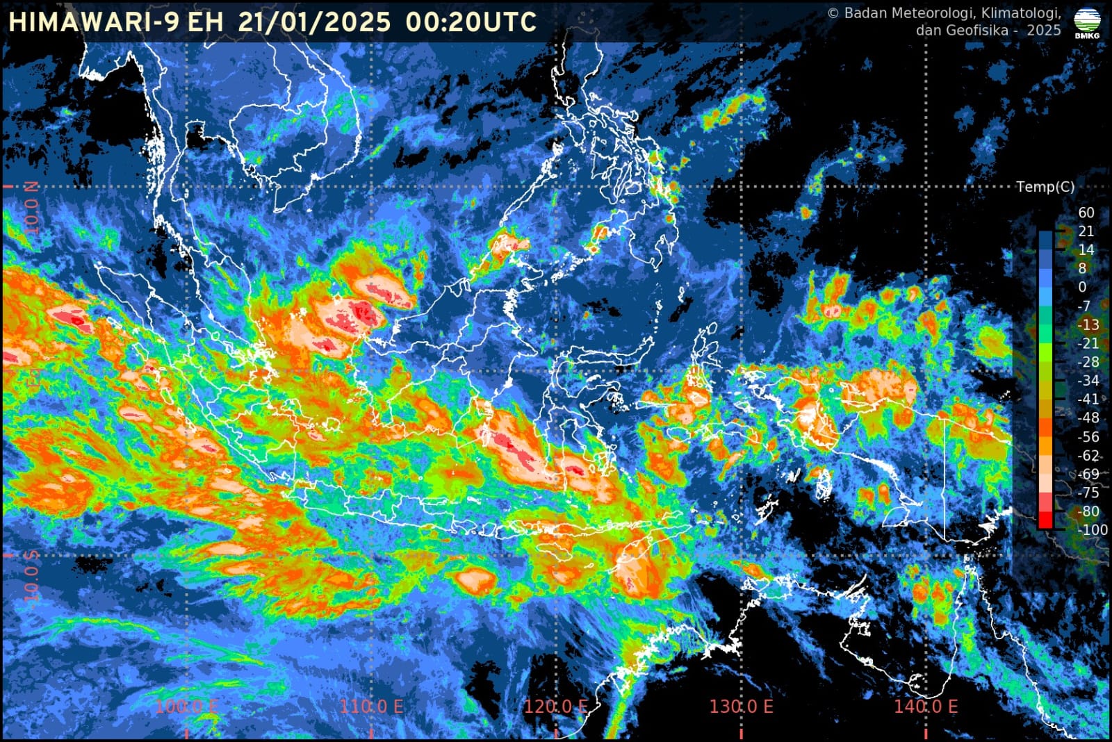 Info Prakiraan Cuaca BMKG, Selasa, 21 Januari 2025 : Waspada Potensi Hujan Angin dan Kilat di Wilayah Jawa Barat