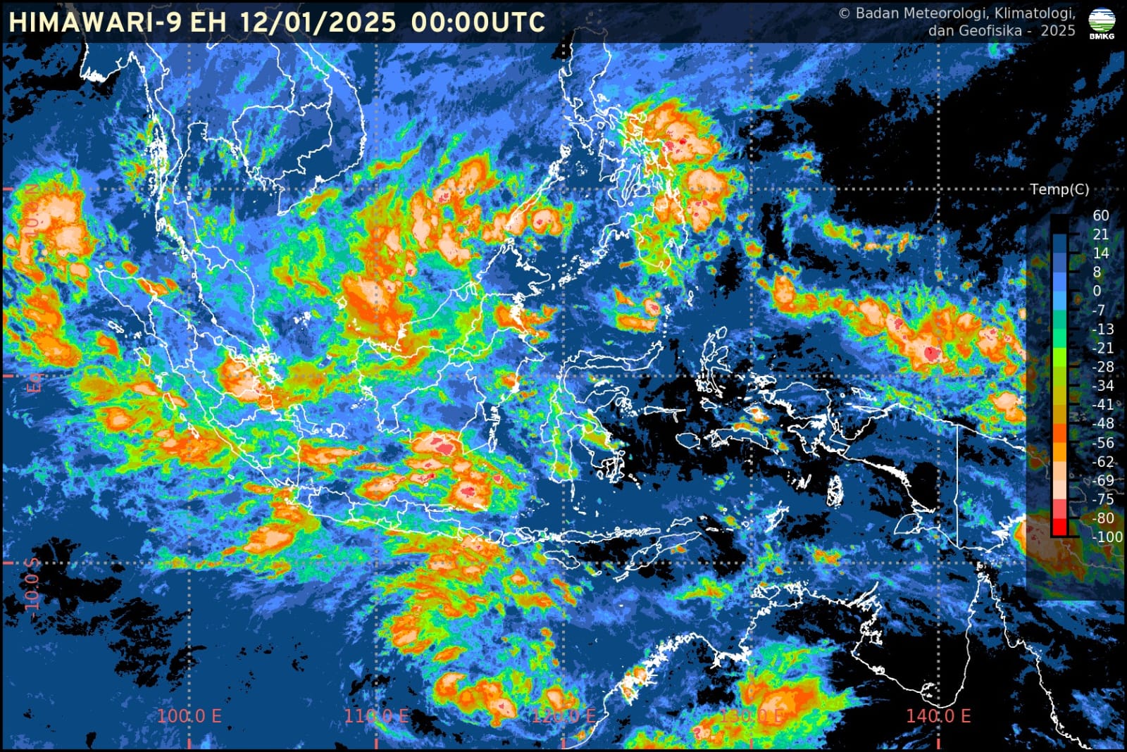 Info Prakiraan Cuaca BMKG, Minggu, 12 Januari 2025 : Berpotensi Hujan Lebat dan Angin di Wilayah Jawa Barat