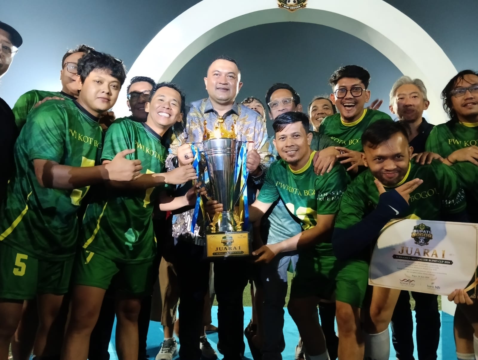 Mantap, PWI Kota Bogor Juara Pertama Mini Soccer Bupati Bogor Cup 2026